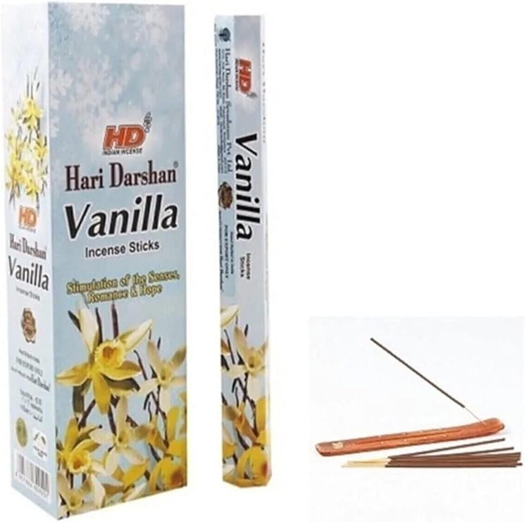 HARİ DARSHAN 20 Incense Different Flavors + 1 Embroidered Incense Boat Gift (Vanilla)