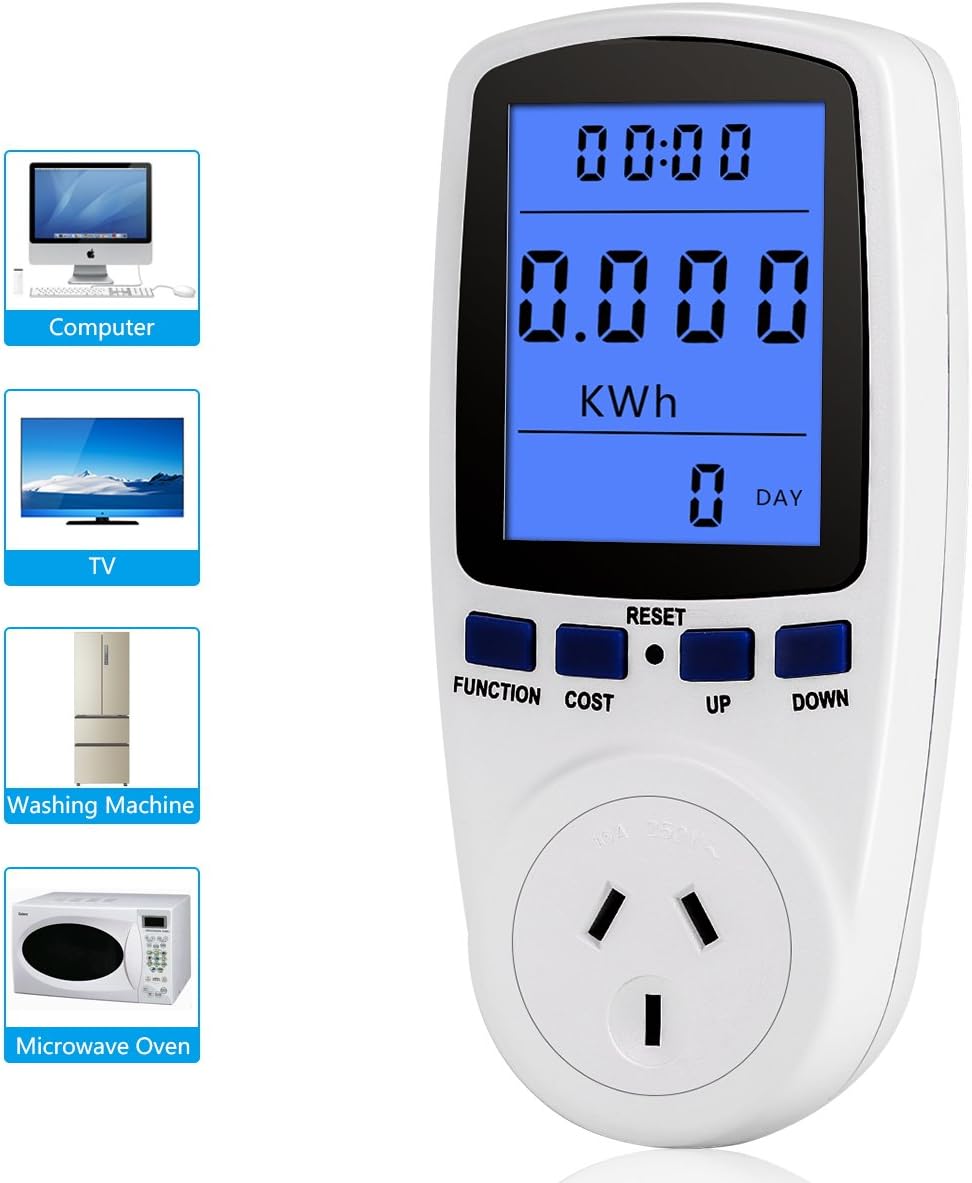 US Plug Multi Functional Power Meter with Backlight Monitor, Voltage Electricity Power Measurement Socket Outlet, Home Tools Kits