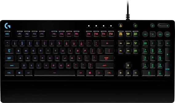 Logitech G213 Gaming Keyboard with Dedicated Media Controls, 16.8 Million Lighting Colors Backlit Keys, Spill-Resistant and Durable Design, Black