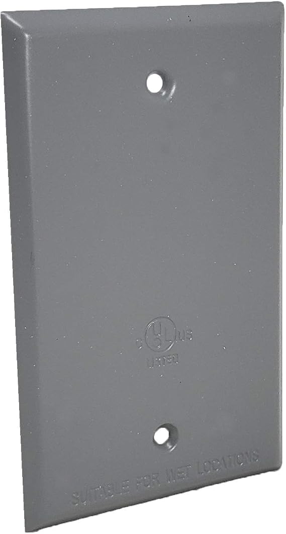 Sealproof 1-Gang Metallic Blank Weatherproof Outlet Cover, UL Listed, Gray