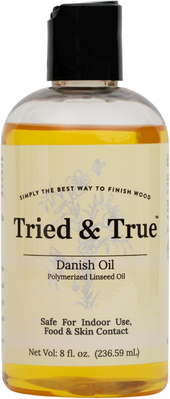 Tried & True Danish Oil, Polymerized Linseed Oil Wood Finish & Sealer,8 oz. | Ideal for Furniture, Butcher Blocks, Salad Bowls, More, Food Safe Wood Finish, Easy Application Stand Oil