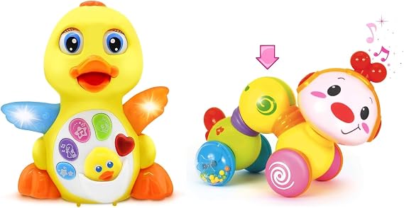 Stone and Clark Dancing Duck and Musical Press & Go Caterpillar Toy Bundle - Interactive Learning Toys for Toddlers