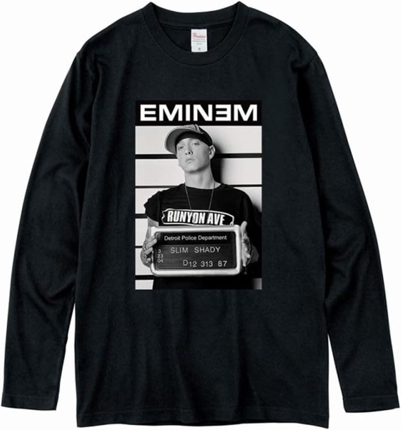 Eminem Men's Long Sleeve Shirt, Hip-hop, Long Sleeves, Stylish, Logo Included, Inner Shirt, 100% Cotton, Solid Color, Top, Loungewear