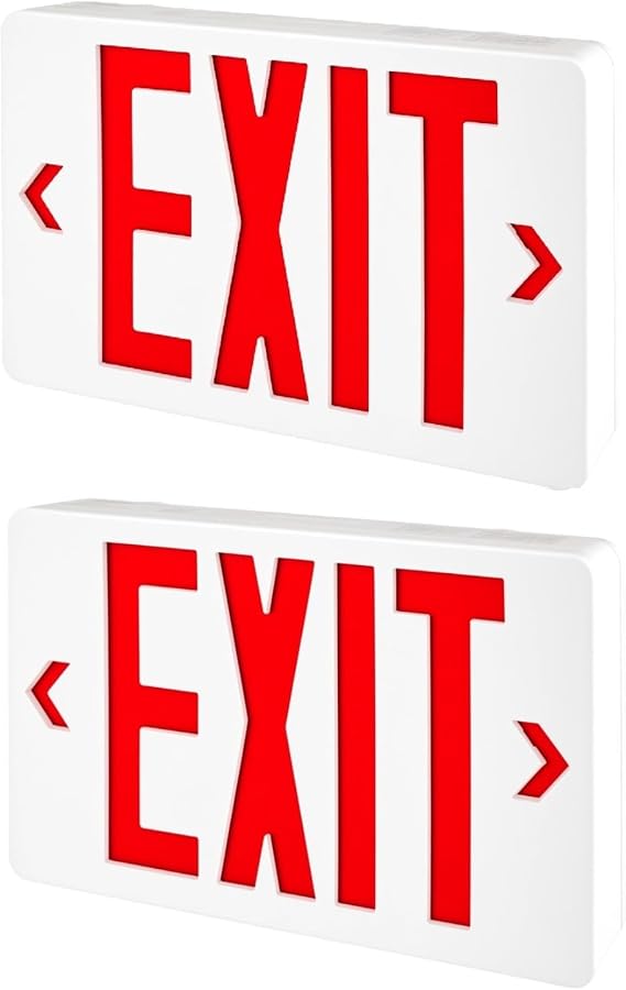 2 Pack Red Exit Sign,LED Emergency Exit Light with Battery Backup