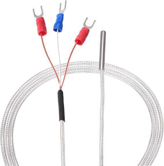uxcell PT100 RTD Temperature Sensor Probe Three-wire System Cable | 100cm(3.3'), Thermocouple, Stainless Steel, Temperature Rang -50 to 200C