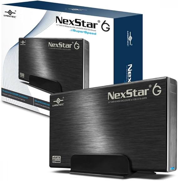 Vantec 3.5" SATA 6Gb/s to USB 3.0/eSATA HDD Enclosure (NST-366SU3-BK) , Black