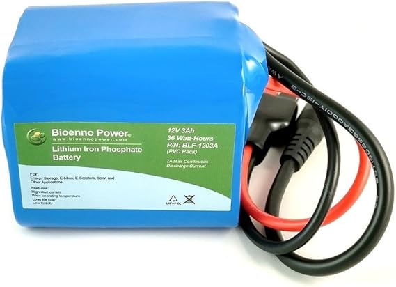 Bioenno Power 12V, 3Ah LFP Battery (PVC, BLF-1203A)
