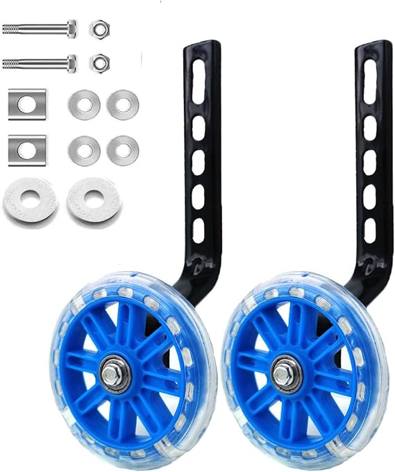 Flash Training Wheels for 12 14 16 18 20 Inch Bike,Training Wheels for Kids Bike is Heavy Duty.Bicycle Training Wheel is Suitable Single Speed Bike (Blue)