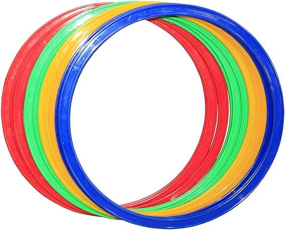 Amber Fight Gear Speed Agility Circles for Trainers, Gyms, Athletics, 4 Assorted Colors, Red, Yellow, Blue, and Green (Set of 12) 15.5 inch