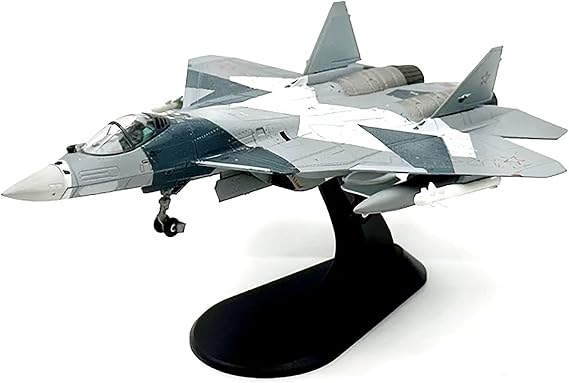 SU-57 Fighter Model 1/72 Alloy Model Pre-Build Model Fighter DieCast Metal Airplane Aircraft Models Display Model Kits with Stand Collection or Gift(1/100 SU-35 Camouflage)