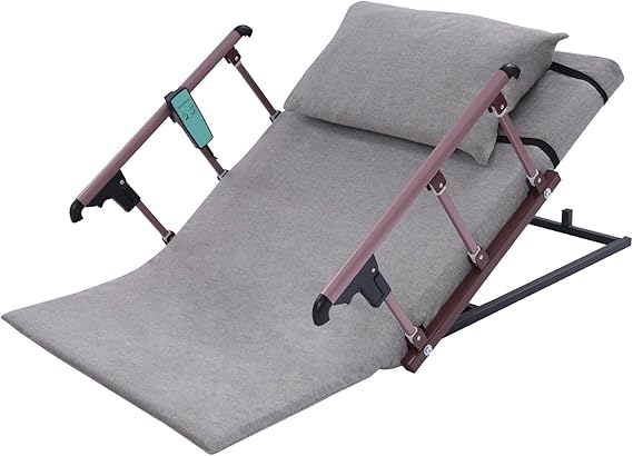 Electric Lifting Bed Backrest for Elderly, Electric Adjustable Bed Backrest with Foldable Aluminum Guardrail, Short Cushion & Pillow for ElderlyPregnancy Care, Single & Double Beds Grey