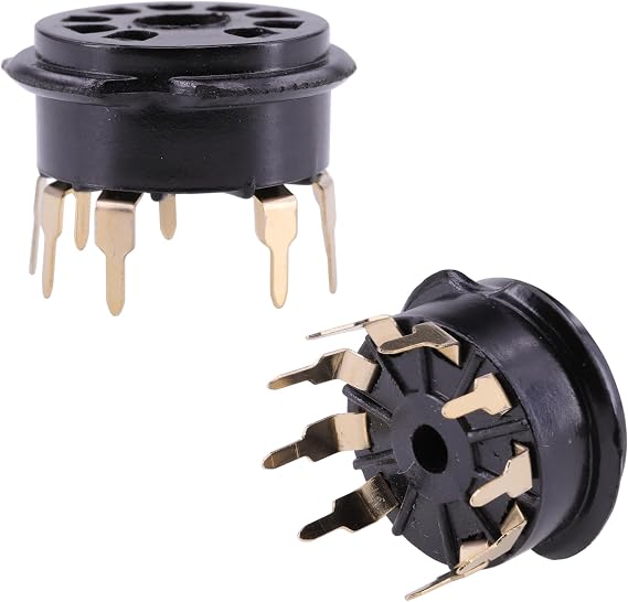 10PCS B9A 9PIN Vacuum Tube Socket Bakelite Valve Base PCB Mount For 12AX7 5670 6922 E88CC 6DJ8 ECC82 12AU7 ECC83 Amplifier Audio HIFI DIY