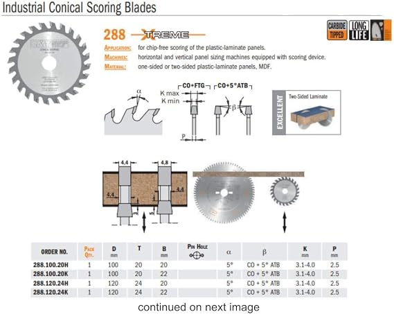 CMT 288.215.42T Industrial Conical Scoring Blade, 215mm (8-13/32-Inch) X 42 Conical Teeth with 50mm Bore