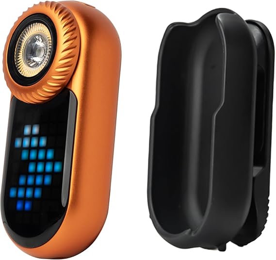 LOOPDOT EDC Flashlight (with DotClip) Rechargeable Small and Powerful LED Flashlight with RGB Pixel Display, Interactive Games, Adjustable Brightness Cool Gadget Gift for Kids & Adults (Orange)