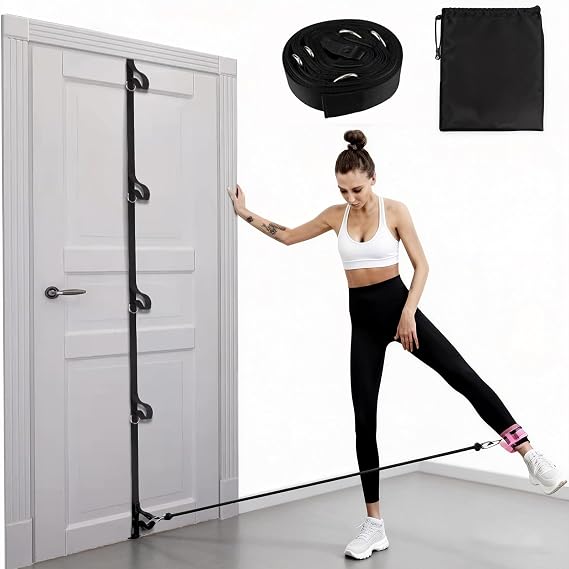 Multi Loop Door Anchor Strap for Resistance Bands, 16.4ft/5M Heavy Duty Anchor System with Multiple Loops, Punch-Free Workout Strap with Storage Bag for Home Gym, Full Body Training & Physical Therapy