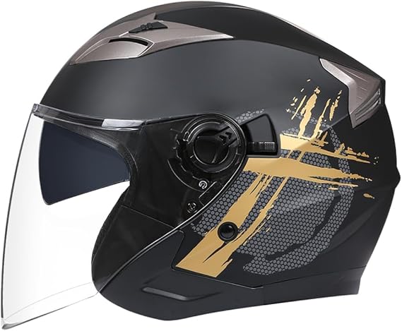 GJH 708 3/4 Open Face Motorcycle Helmet - DOT Approved, Chopper Bobber Style, Unisex (M L XL)