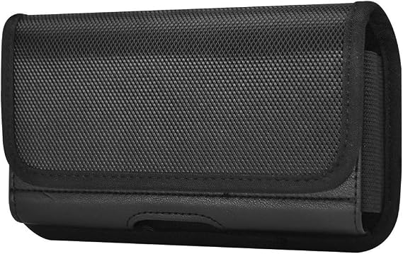 Holster for iPhone 17 Air / 16 15 Plus / 15 Pro Max 14 13 12 Pro Max, Samsung Galaxy A15 A35 S25 FE S25+ S24 FE S23 FE Plus, Pixel 9 Pro 8a - Horizontal Nylon Cell Phone Case Belt Holder Pouch w/Clip