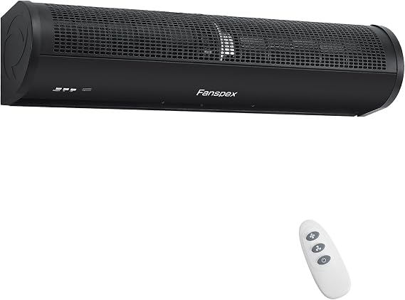 Fanspex 36" Wall Mounted Air Curtain for Home Garage Shop Restaurant, Black