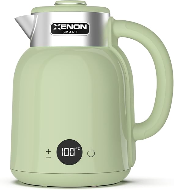 Xenon Smart Akıllı Kettle Paslanmaz Çelik Çift Katmanlı Wi-Fi Mobil Uygulama ile Uzaktan Kontrol Edilebilen Otomatik Kapanma Hızlı Kaynatma Kaçak Akım Korumalı Su Isıtıcı 1.5 Lt (Yeşil) X7101