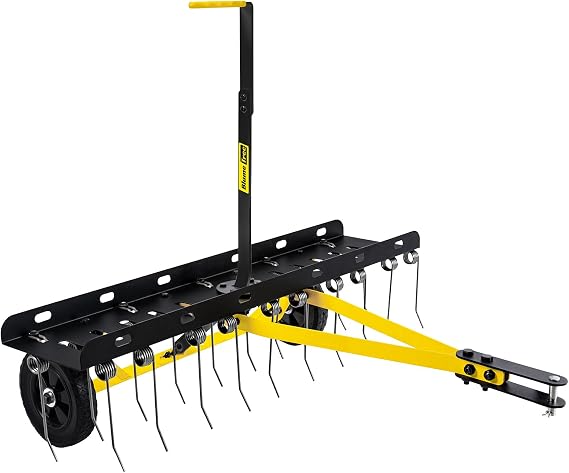 Tow Behind Dethatcher, Pull Behind Lawn Dethatcher with Spring Steel Tines, Grass Dethatcher, Removes Thatch, Riding Lawn Tractor for Large Lawns, Yard and Garden Care, 40 Inch