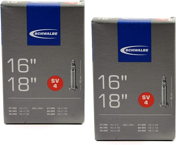 Schwalbe SV4 Inner Tubes - 16 x 1 1/8 to 18 x 1.35in, 40mm Presta Valve (2 Pack)
