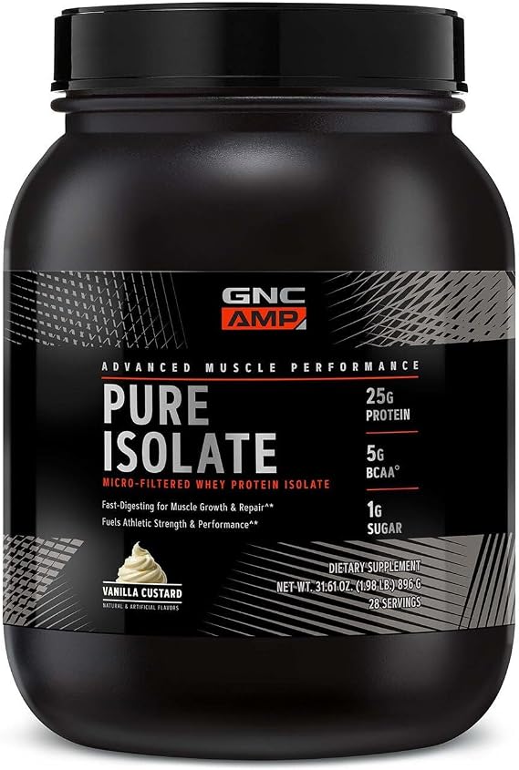 GNC AMP, Pure Isolate, Vanilla Custard Flavor, 31.6 OZ 895.8 g