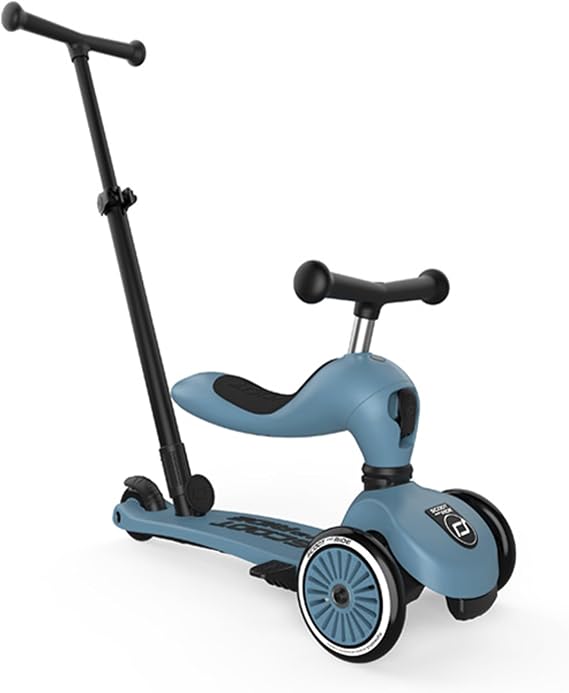 Scoot & Ride Highwaykick 1 Push and Go Kickboard with Seat Children's Scooter 2-in-1 Balance Bike with Handlebar from 1 2 Years Grows with Your Child Height Adjustable Tool-Free
