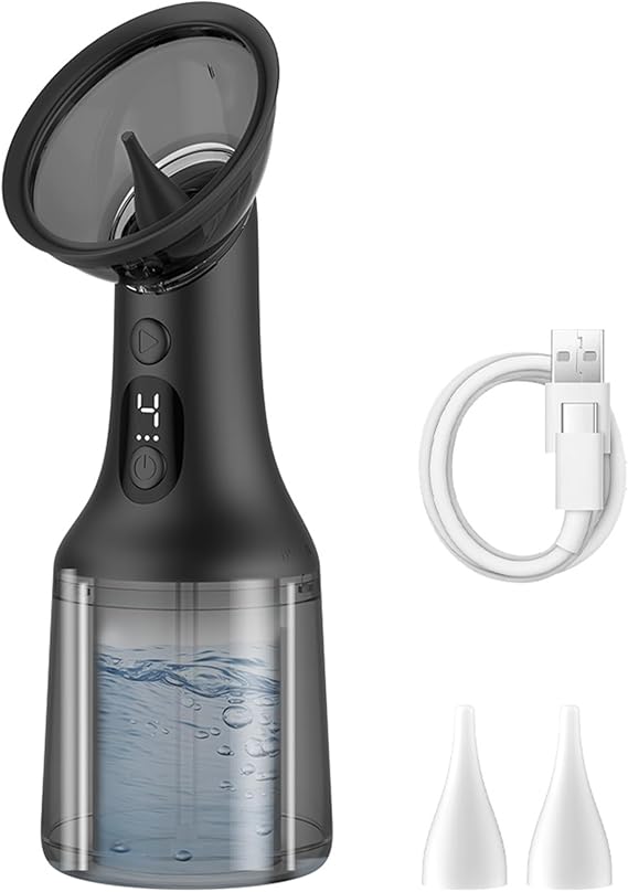 耳掃除器、耳垢除去キット、4段階の圧力モード搭載｜LEDディスプレイ｜USB充電式｜水タンク、電動洗浄システムで自宅で安全に耳掃除Color:Black