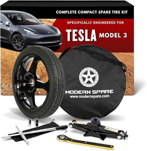 Modern Spare - Fits 2017-2026 Tesla Model 3 - Complete Compact Spare Tire Kit With Carrying Case