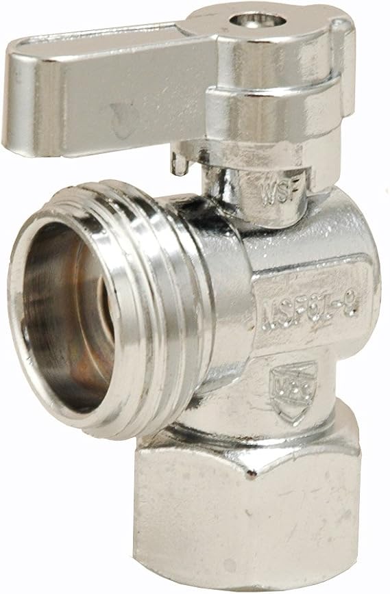 1/4 Turn Ball Pattern Washing Machine Valve, 1/2" FIP (Threaded) X 3/4" Hose - By Plumb USA