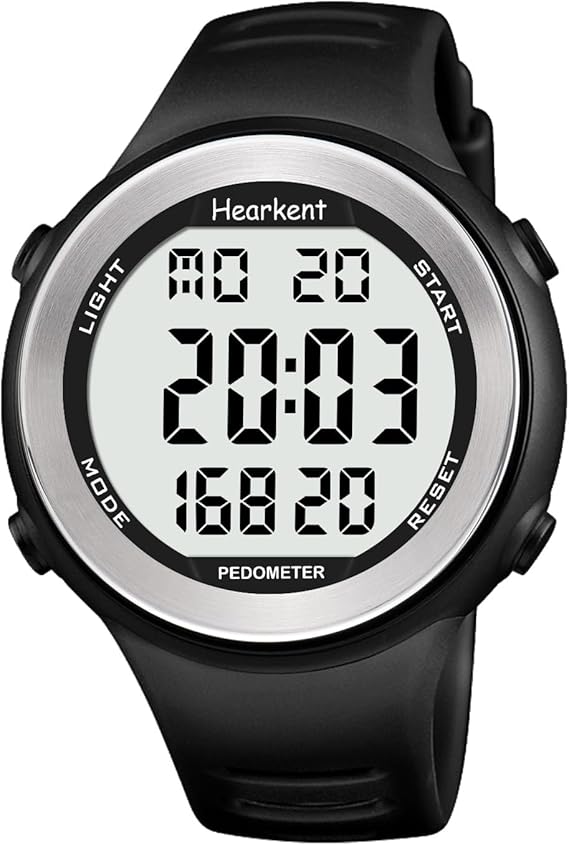 Hearkent 50M Waterproof Pedometer Watch No APP Fitness Tracker Watch | With Light, Step Counter, Calories, Alarm, Digital Display Step Counter Watch for Men Women