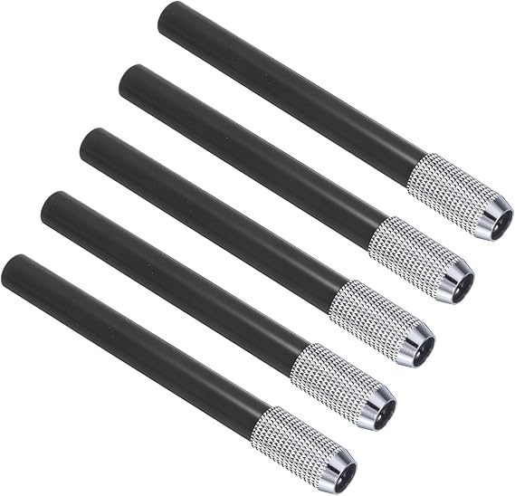 PATIKIL Pencil Extenders, 5Pcs Art Adjustable Metal Pencil Holder Lengthener Pen Sleeve for Short Pencil Crayon Colored Pencils Writing Desk Office, Black