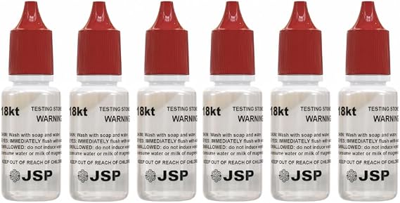 Gemtone Gold Testing Kit, 18K Purity Testing Solution, 6 Bottles, Jewelry and Precious Metal Analysis