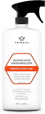 TriNova Shower Door Protectant - Glass Water Repellent - Shower Door Glass Sealant - Causes Water Beading - Prevents Soap Scum and Hard Water Buildup - 18 fl oz