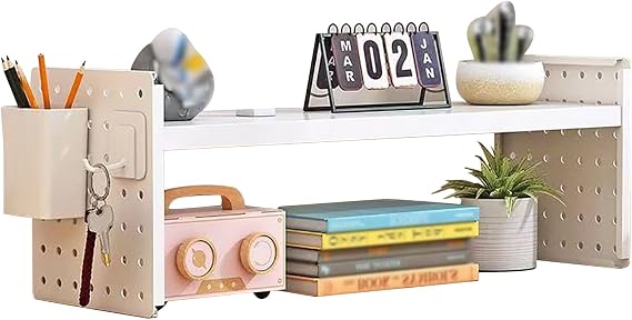 GAOXIAO Expandable Desktop Bookshelf, Desktop Organizer Office Storage Rack, Desk Display Stand Shelf, Countertop Bookcase with Adjustable Shelves and Open Compartment 1layer 30 x 20cm