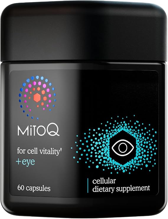 MitoQ +Eye Eye Health Supplement with Lutein & Zeaxanthin (5:1 Ratio), Bilberry, Maritime Pine Bark, Zinc, Mitoquinol | Supports Macular Health, Visual Clarity & Blue Light Defense