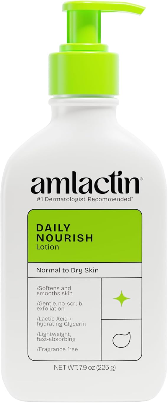 AmLactin Daily Moisturizing Body Lotion | Instantly Hydrates, Relieves Roughness | Powerful Alpha-Hydroxy Therapy Gently Exfoliates | Smooths Rough, Dry Skin | Paraben-Free 7.9 oz.