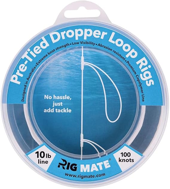10 lb Pre-Tied Dropper Loop Rigs. Fishing Line Spool. Loops 18 Inches Apart with 5.5 Inch Loop Size. Perfect for Saltwater & Freshwater Fishing. Perfect for Snapper & Other Bottom Feeding Fish.