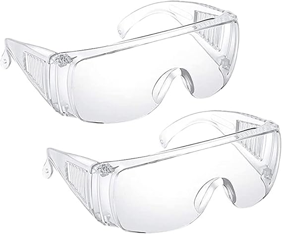 2Pcs Protective Glasses Safety Goggles Safety Over-Glasses Protective Transparent Goggles suitable for Construction Laboratory Outdoor Eye Protection