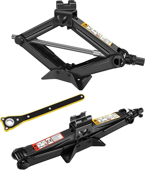 Car Jack Kit - Scissor Car Jack Max 2 Tons (4,409 lbs) Capacity Portable Emergency Tire Change Kit with Ratchet Handle Effort Saving for Sedan Coupe