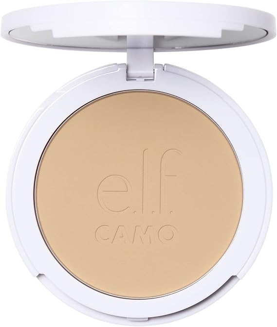e.l.f. Camo Powder Foundation, Lightweight, Primer-Infused Buildable & Long-Lasting Medium-to-Full Coverage Foundation, Light 240 W, 8 g (Pack of 1)