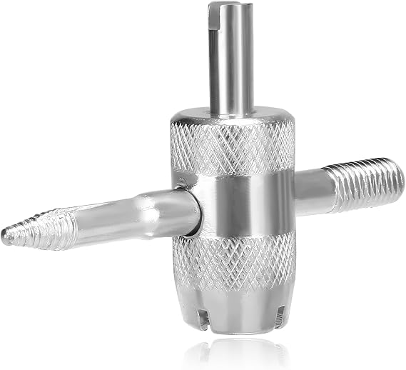 DXNQ 4-Way Valve Core Tool Tire Valve Tools, 4-in-1 Tyre Valve Core Tool Tire Stem Core Wrench, Multifunctional 4 Way Valve Stem Remover Tire Repair Tool for Car Motorcycle Bicycle
