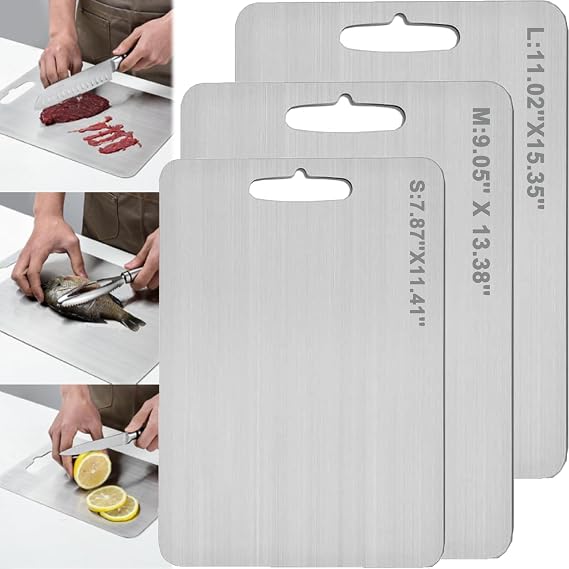 Titanium Cutting Board,Titanium Cutting Boarrd for Kitchen Cutting Boards Durable, Non-Porous And Easy To Clean (9.05'' x 13.38'')