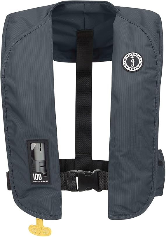 Mustang Survival MIT 100 Convertible A/M Inflatable PFD Life Jacket Admiral Gray Single