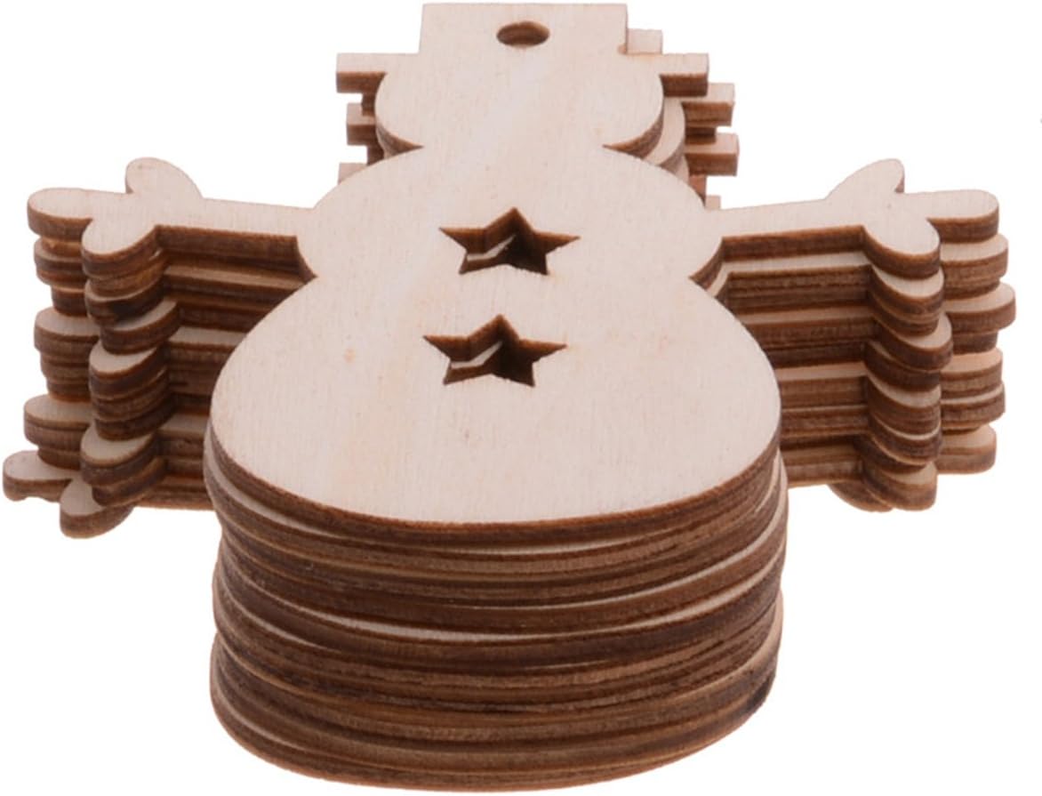 Christmas Wooden Crafts Hanging Ornaments Christmas Tree Decoration Unfinished Wood Cutouts for DIY Blank Slices to Paint (10PCs Angel Style)