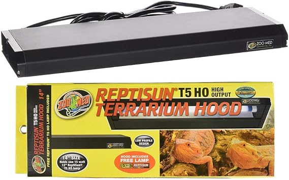 DBDPet 's Bundle with Zoomed Reptisun 14" T5HO Terrarium Hood Light Fixture & Free 5.0 UV-B Bulb & Includes Attached Pro-Tip Guide - Great for Small Reptiles, Chameleons, Geckos, and More!