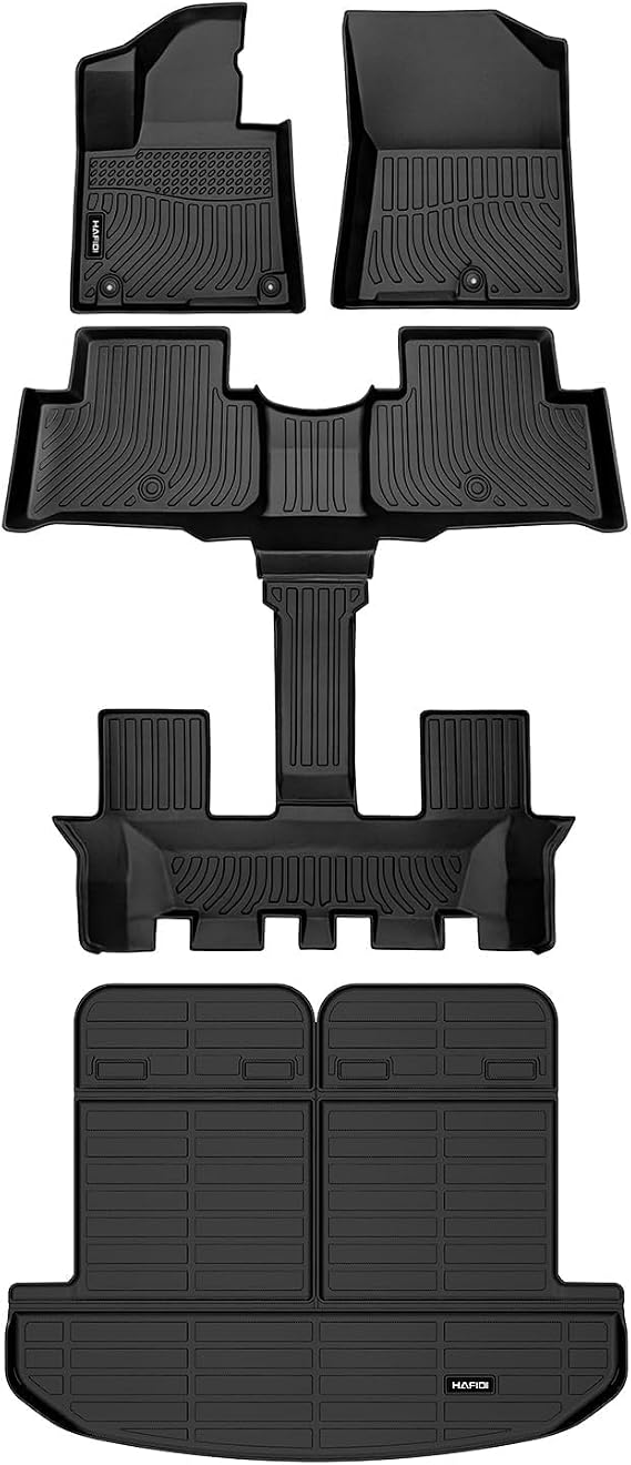 HAFIDI Floor Mats & Cargo Liner Set Fit for 2026-2021 Kia Sorento | (6/7 Seats &Not Fit Hybrid & PHEV),Custom full set Car liners,anti-slip,all weather guard,Full Set Accessories, TPE, Black