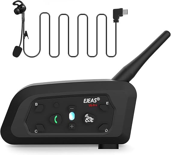 EJEAS V6C Football Referee Bluetooth Intercom Headset with CVC Noise Reduction and Armbag for 2 Referees Intercom (1 Pack)