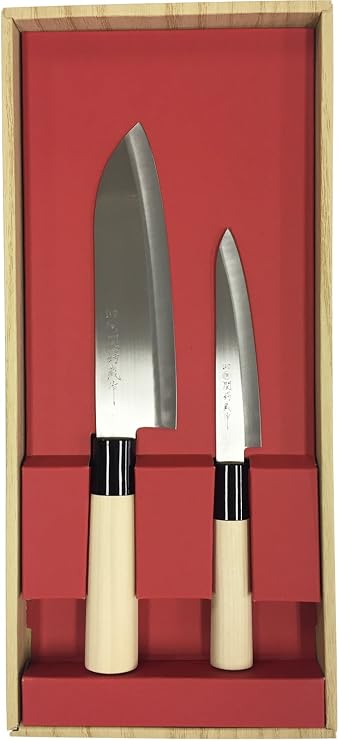 Yaxel 30040 Kansuba Kurasaku Kitchen Knife, Set of 2, Santoku Knife, Petty Knife, Made in Japan, For Beginners, Japanese Knife, Meat, Fish, Vegetables, Fruits, Stainless Steel
