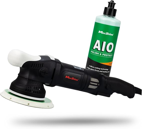 Maxshine M21 Pro Dual Action Polisher & 16oz AIO Polish 21mm Long Throw Random Orbital Buffer, 1000W Detailing Machine with 6 Backing Plate Car, Truck, SUV & Boat Paint Correction
